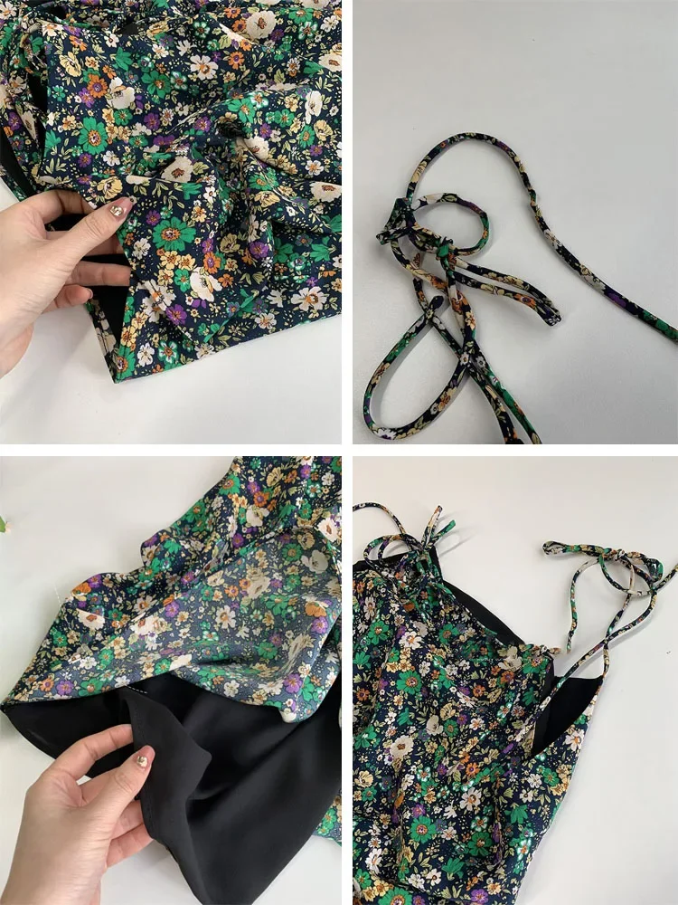 꽃 드레스 여성 섹시한 미니 초원 세련된 여름 여성 빈티지 캐주얼 패션 제국 한국 스타일 기질 휴일 매력