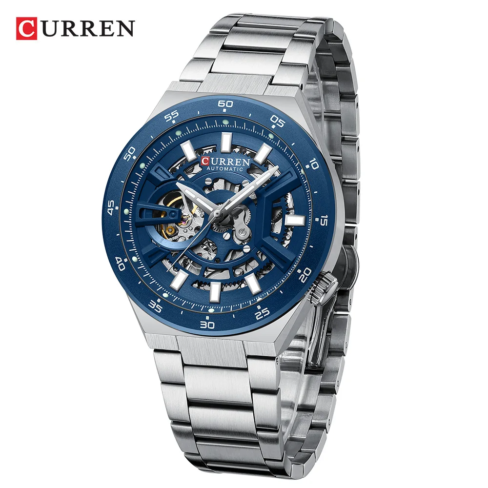 CURREN Men automatic watch business date mechanical watches waterproof stainless steel luminous luxury mens watch boyfriend gift