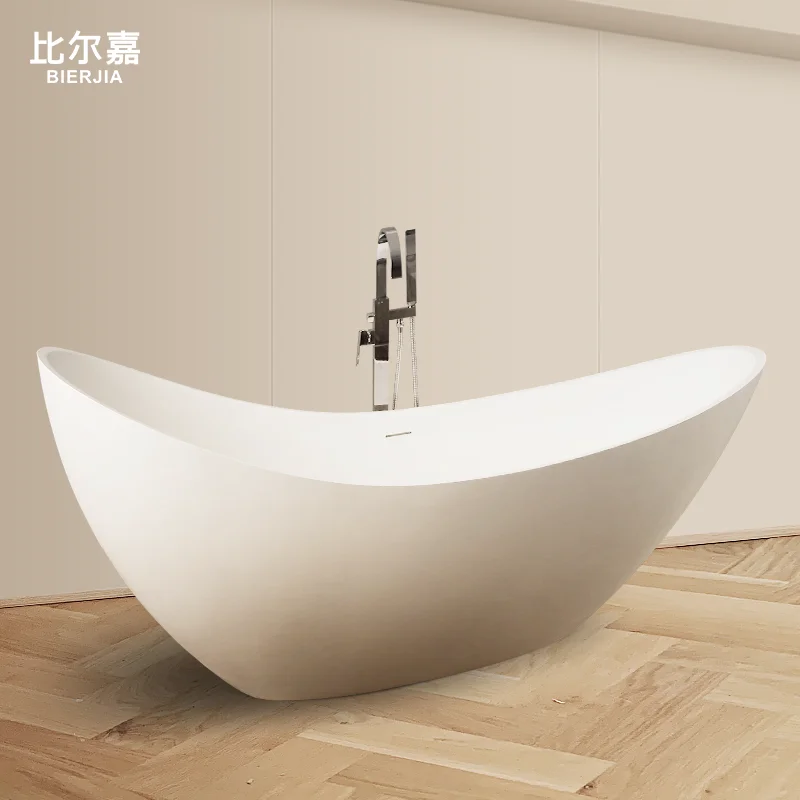 Artificial stone bathtub Household independent adult small apartment integrated moon-shaped bathtub