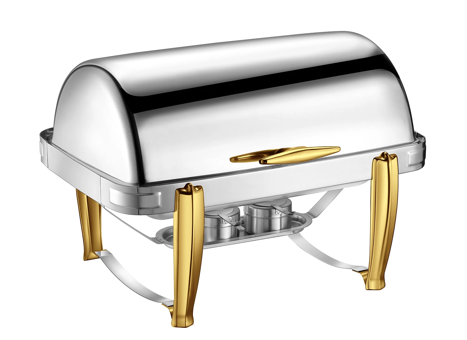 Horno de buffet con pie de cordero, acero inoxidable, chapado en oro, diseño único