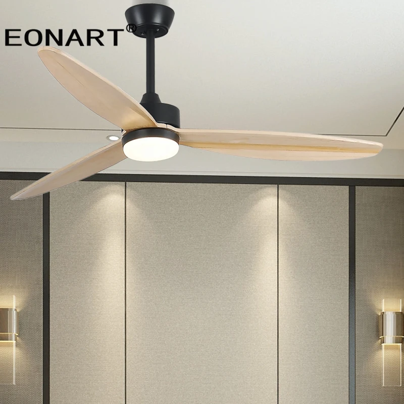 60 Inch Design Fan Light Modern Dc Ceiling Fans Led Lamp Indoor Solid Wood White ceiling Fan Remote Control Ventilador De Techo