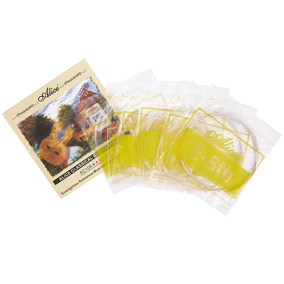 Alice AC106 Classical Guitar Class Guitarra Strings Set Normal/Hard Tension Nylon Core Silver Plated Copper Wound