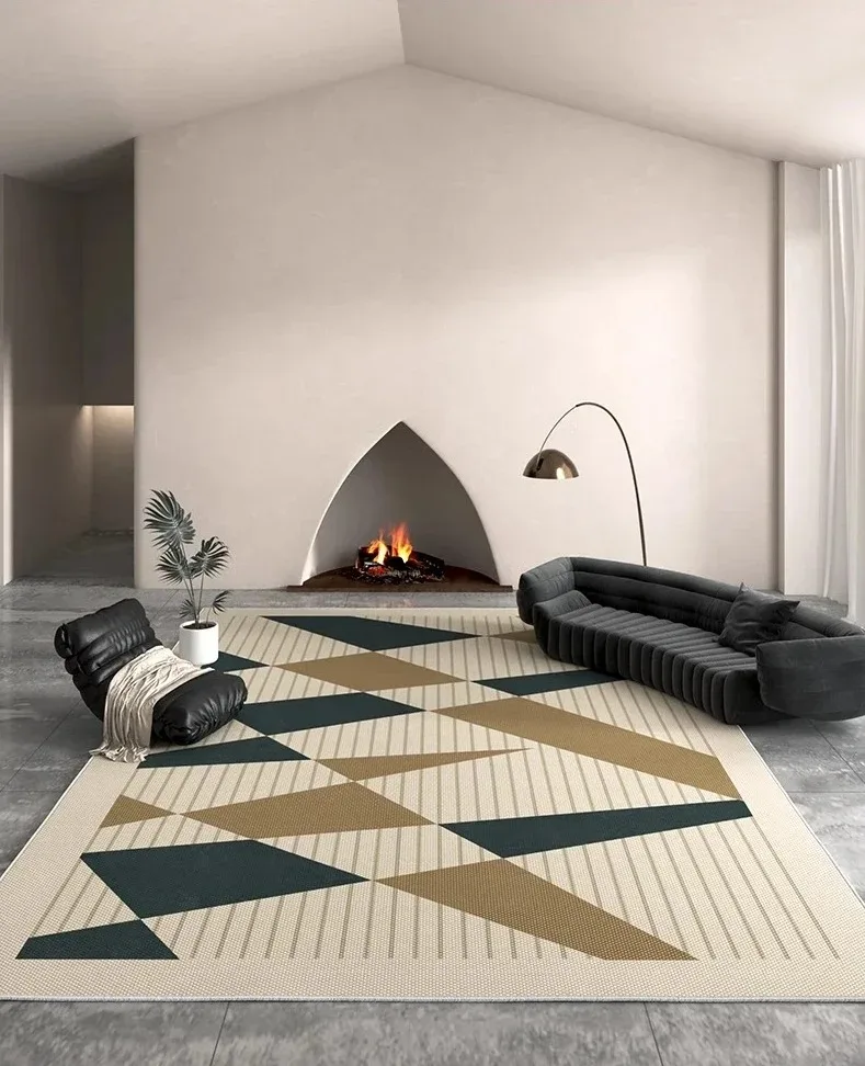 Wohnzimmerteppich im nordischen Stil, einfach gestreift, rutschfest, maschinenwaschbar, Bodenmatte, Arbeitszimmer- und Schlafzimmerteppiche, leicht zu reinigender Teppich