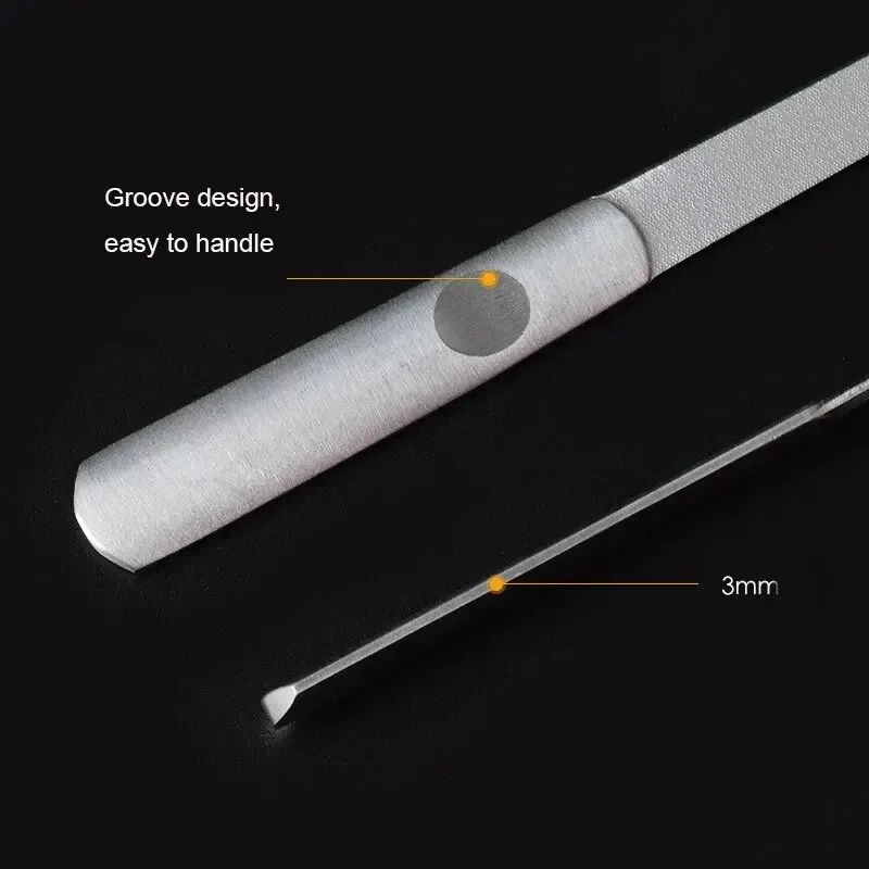 Mix 3 Size Nail File Stainless Steel Professional Exfoliating Double Sides Sandpaper For Professional Finger Toe Nail Care Tools
