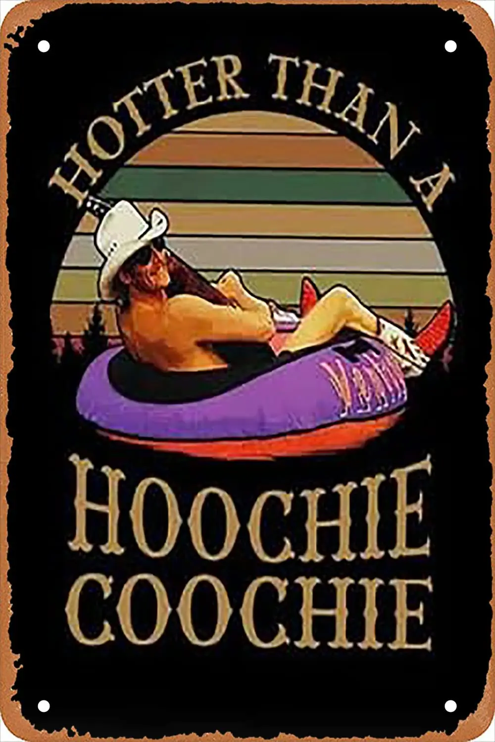 Hotter Than A Hoochie Coochie Vintage Metal Tin sign decor Front Wall Decoration For Bars warning Men;S man cave the rules tin v