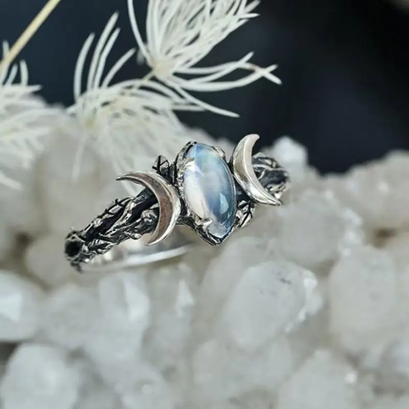 Ensemble de bagues de Couple avec nœud celtique, déesse Triple lune, soleil, lune, pierre de zircone cubique, bijoux de promesse, cadeaux pour la saint-valentin