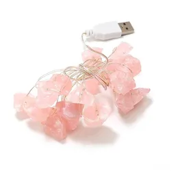 Natural Quartz Crystal Healing Gemstone Lamp Rose Decorative Lights Raw Stones Crystal String Lights Ornaments For Bedroom Part