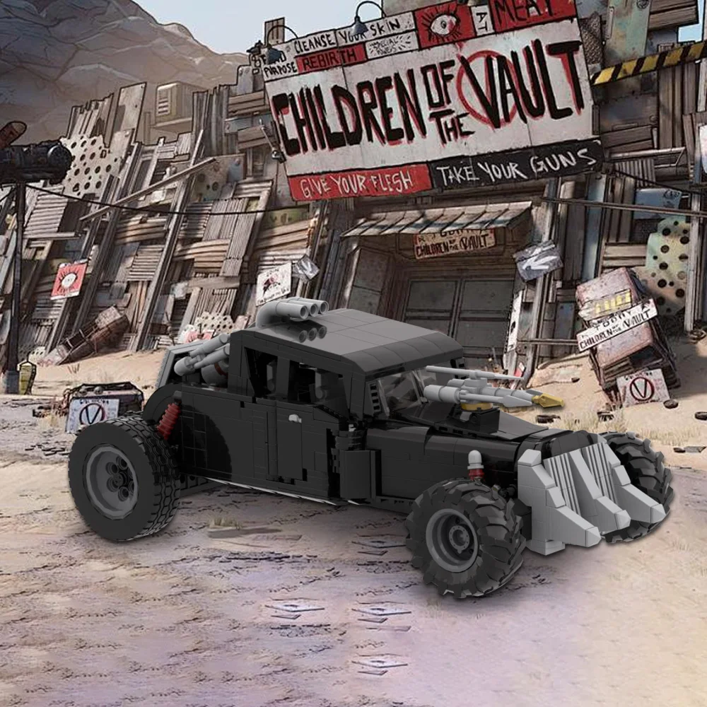 Gobricks MOC Mad Max Irritable Black Chariot Building Blocks Model Movie Mad Max Fury Goddess Modified Chariot Bricks Toys Gifts