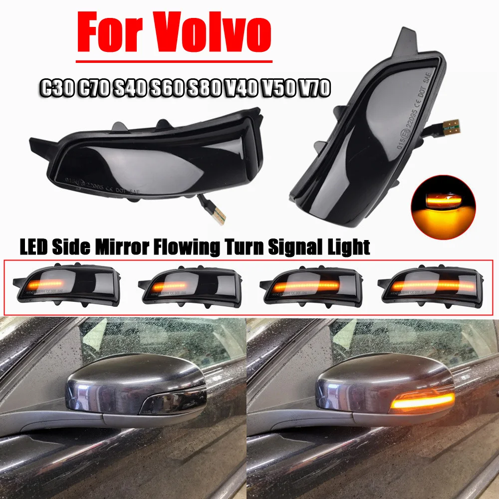 Dynamic Rearview Mirror Sequential Blinker Indicator LED Turn Signal Light For Volvo C30 C70 S40 S60 V40 V50 V70 2008-2010