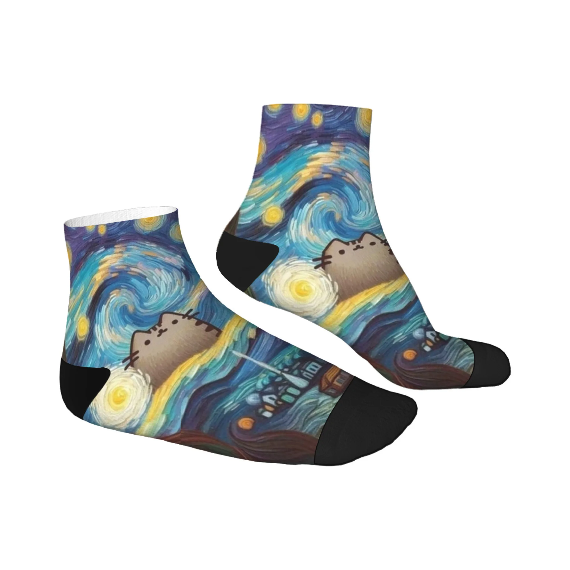 

Retro cat Short Socks Polyester Blend Comfortable Casual Socks for Women Men Unisex Soft Breathable Lightweight Fashionable