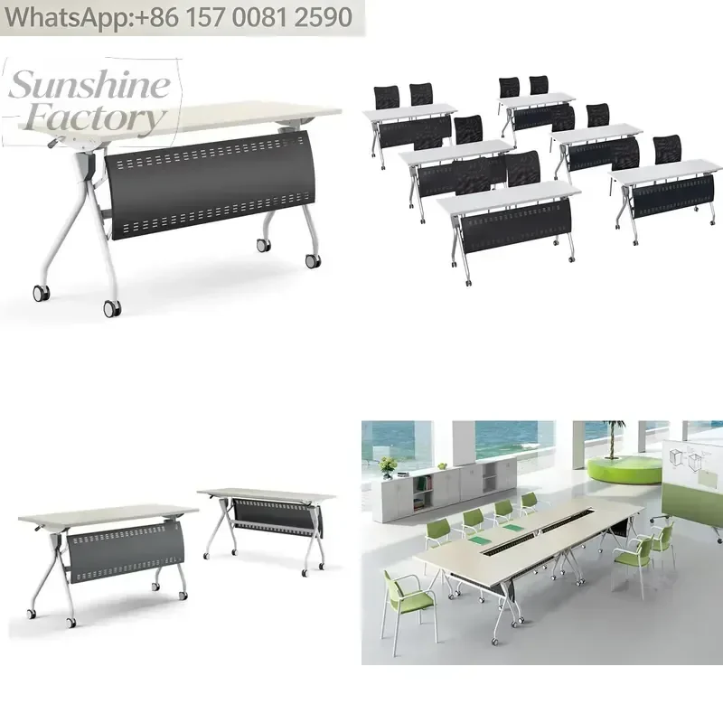 Folding Conference Table Office Furniture Metal Legs School Foldable Meeting Room Desk