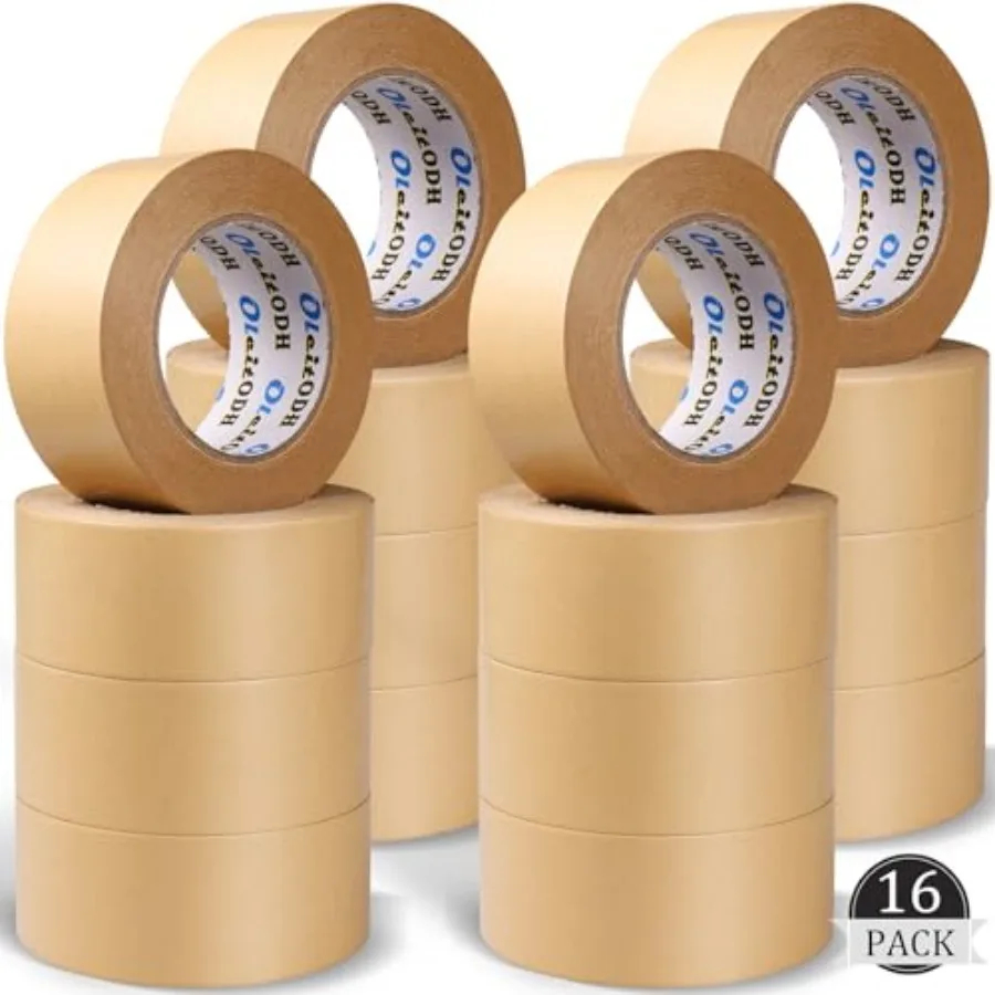

Упаковочная бумажная лента, 16 рулонов, 7 мил, клейкая, для маркировки, запечатывания коробок, маскировки, транспортировки, с сильным клеем, легко используемая
