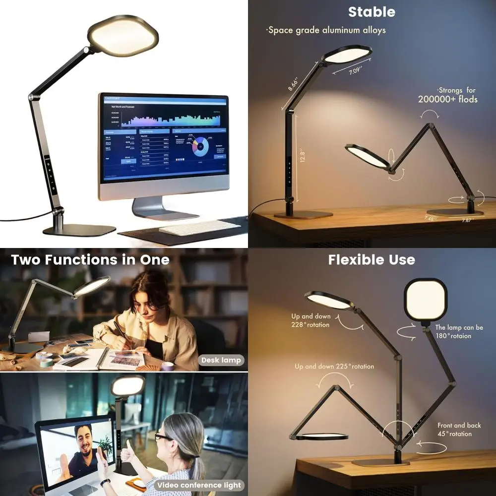 

Регулируемая настольная лампа мощностью 15 Вт с памятью и таймером, идеально подходит для домашнего офиса, видеозвонков и чтения