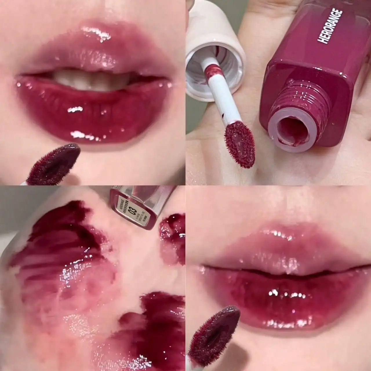 Herorange Crimson Mirror Lip Oil, hidratante y de larga duración, no se desvanece fácilmente, reduce las líneas de los labios, tiene un alto valor estético y es versátil para todos los tonos de piel, adecuado para uso diario y regalos navideños