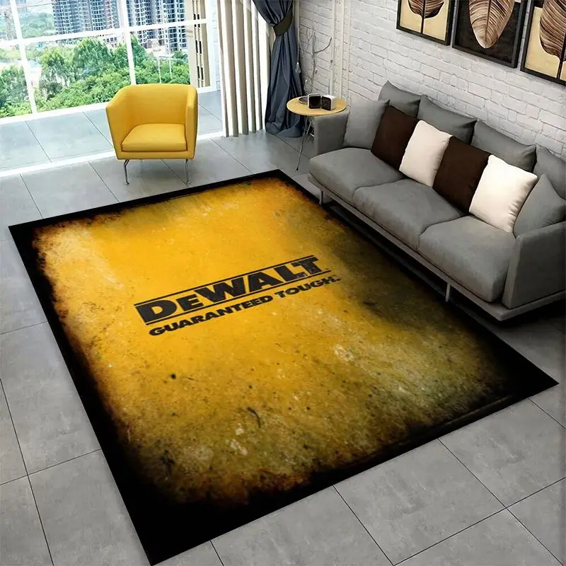 Retro D-DEWALT Electric Tools Logo Non-Slip Area Rug for Living Room,Bedroom,Playroom,Soft Carpet Floor Mat Home Decor Rug
