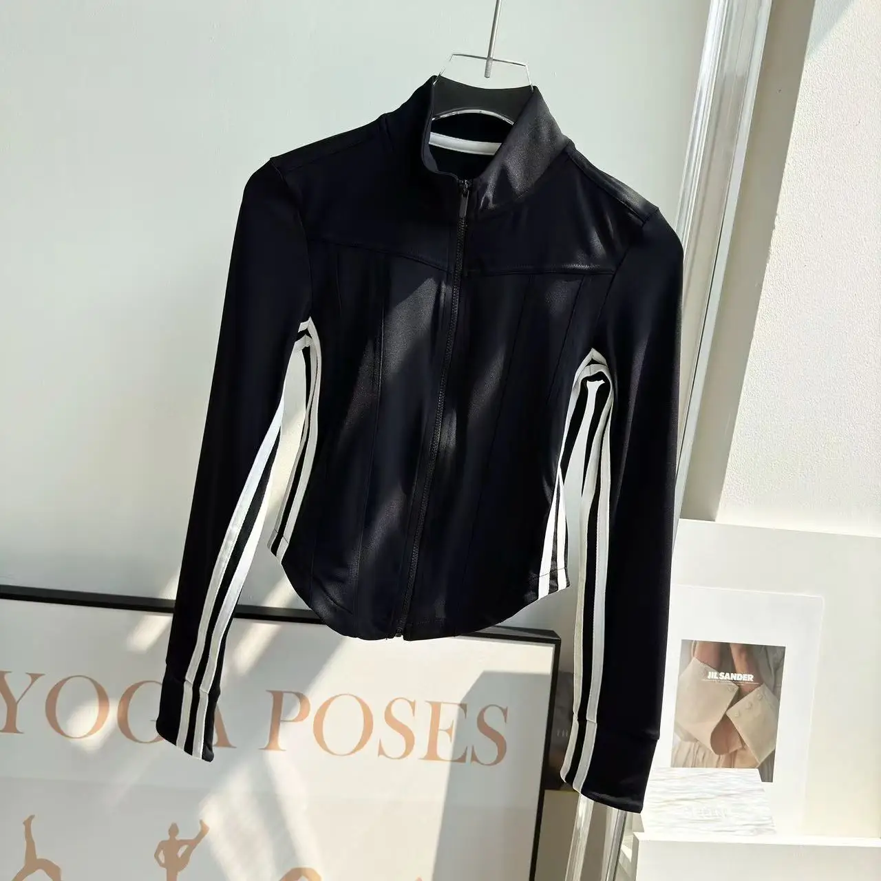 Women\'s Sports Jacket Gym Sports Long Sleeves Silm Tights Zipper Hoodie Outdoor Running Yoga Jacket