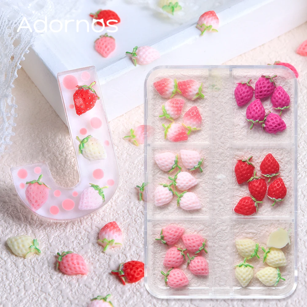 

Cartoon Strawberry Epoxy Resin Accessories Flatback Strawberry Figurines With Seed Detailing Summer DIY Keychains Crafts Making