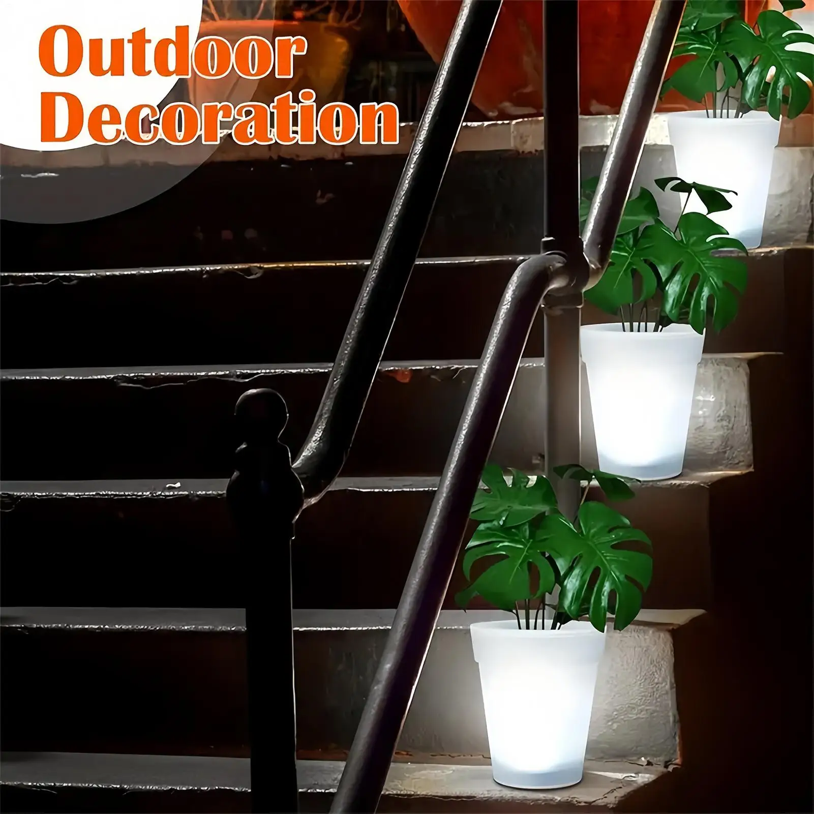 LED Planter Pots Outdoor Waterproof Landscape Lighting Solar Planter For Patio Yard Pathway Lawn Home Outside Birthday