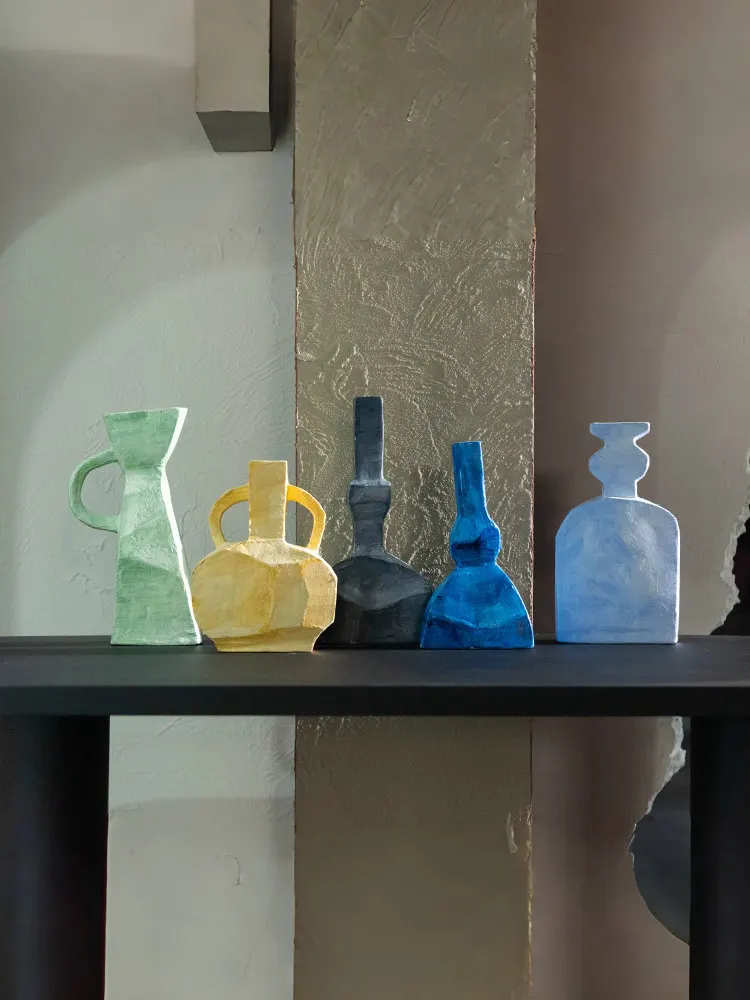 Oil Painting Style Handmade Ceramic Vase Modern Simple Flower Arrangement Home Model Room Decorative Ornament Art