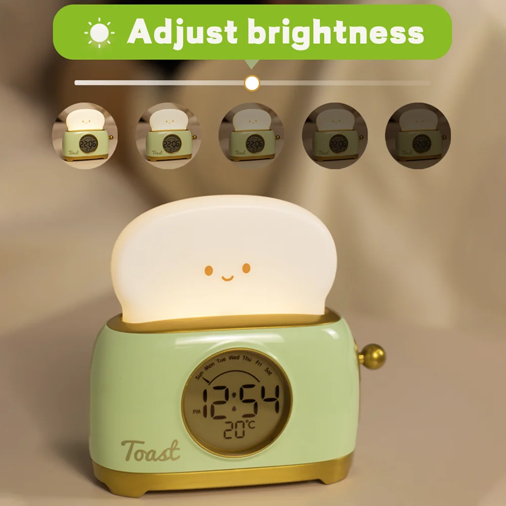 Reloj Despertador LED con Forma de Hombre de Pan, Luz Nocturna, Reloj Digital, Adorno de Escritorio, Decoración para el Hogar, D