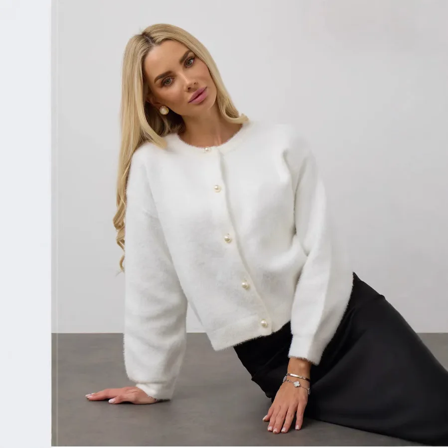 

Autumn Sweater Tops y2k Women Clothes Winter Solid Color Long Sleeve Button Down Knitted Cardigan Knitwear