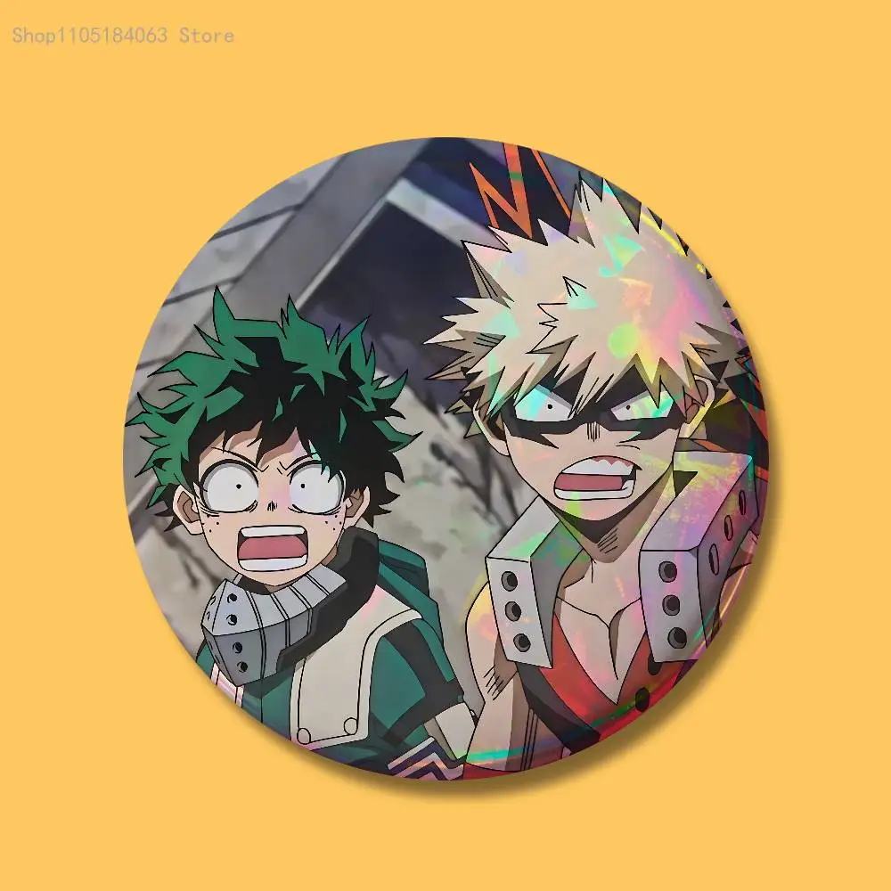 Deku Bakugou شوتو بطل A-الأكاديمية شارة 32 44 58 75 مللي متر جولة تأثيري دبوس حقيبة ديكور المشجعين جمع الأصدقاء الهدايا بروش تذكارية #4