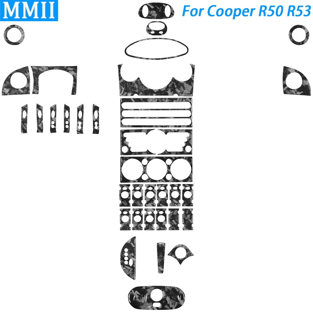 

For MINI Cooper R50 R53 2002-2004 Real Forged Carbon Fiber Gear Shift Air Outlet Steering Wheel Radio CD Panel Car Suit Sticker