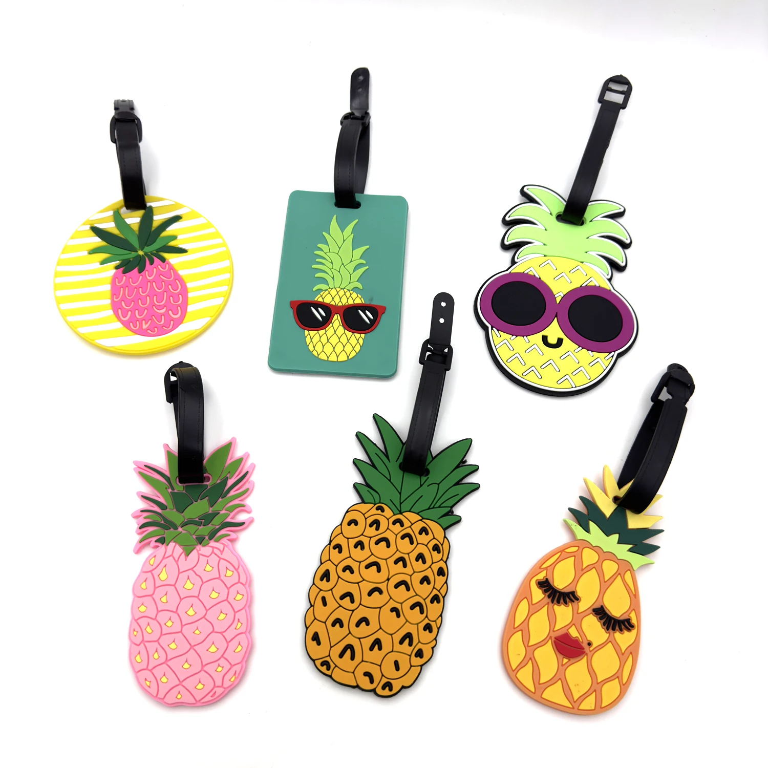 1pc/2pcs/6pcs Cute  Pineapple Suitcase Tag Travel Accessories Luggage Tag Silica Gel Suitcase ID Addres Holder Boarding Tag