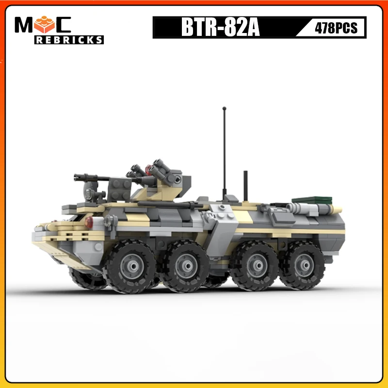 WW2 Military Weapons Armed Forces Vehicle MOC Building Block BTR-82A Personnel Carrier Bricks Toys Model Set Kid Xmas Gift