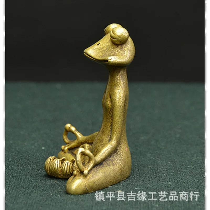 Antique Brass Seat Zen Frog Decoration Solid Frog Lotus Incense Stick Tea Ornaments Tea Art Decoration Gift