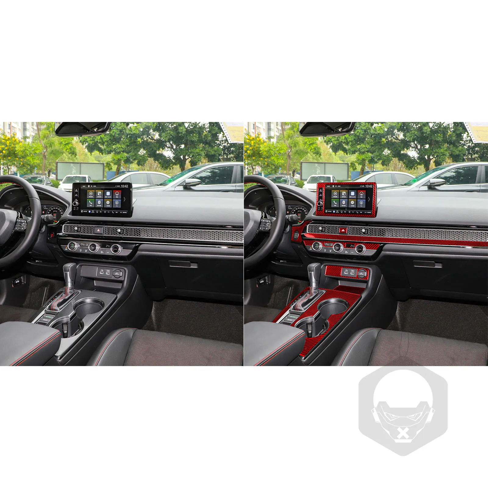 Suitable for Honda 11th and 11th generation Civic, 2022 carbon fiber central control instrument panel, gear range, car interior