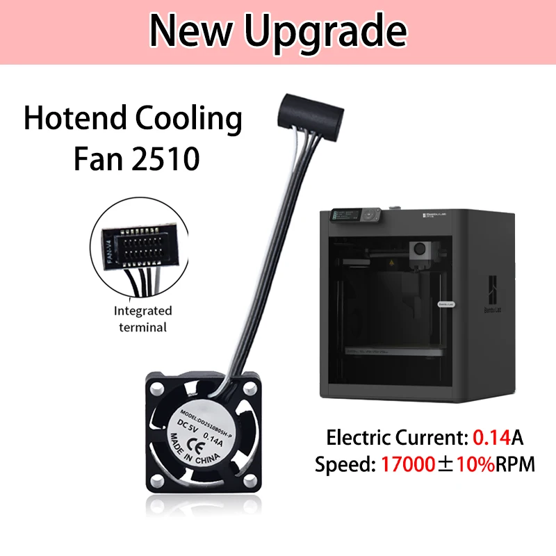 Ulepszony wentylator chłodzący hotend bambu lab x1 Niski prąd 0,14 A / wentylator chłodzący hotend bambu lab p1s o dużej prędkości 17000 ± 10% — zdjęcie produktu 4