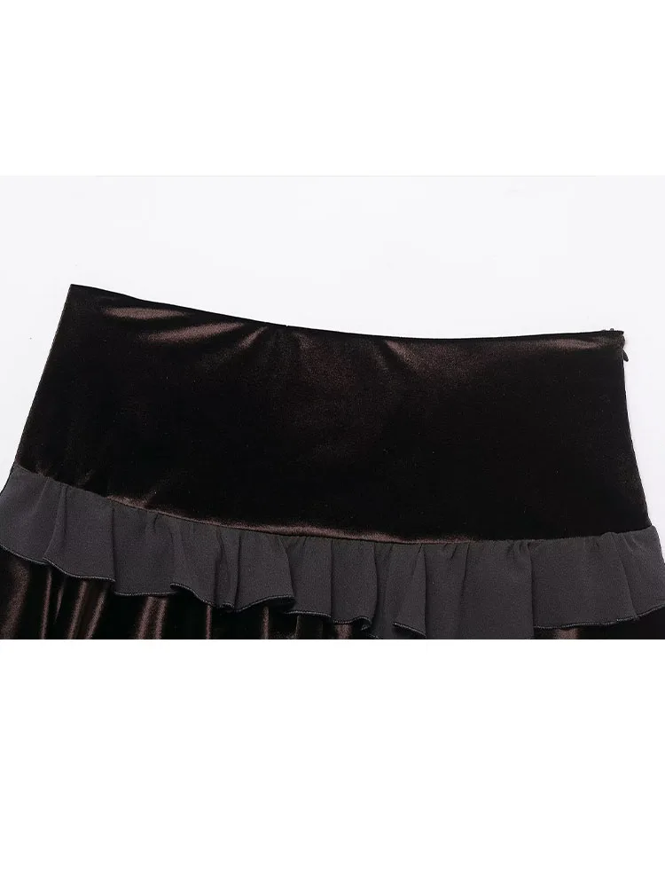 HH Frauen Mode Gespleißt Layered Dekoration Mini Rock Weibliche Sommer Elegante Party Low-Taille Sexy Zipper Schlank Street Style rock