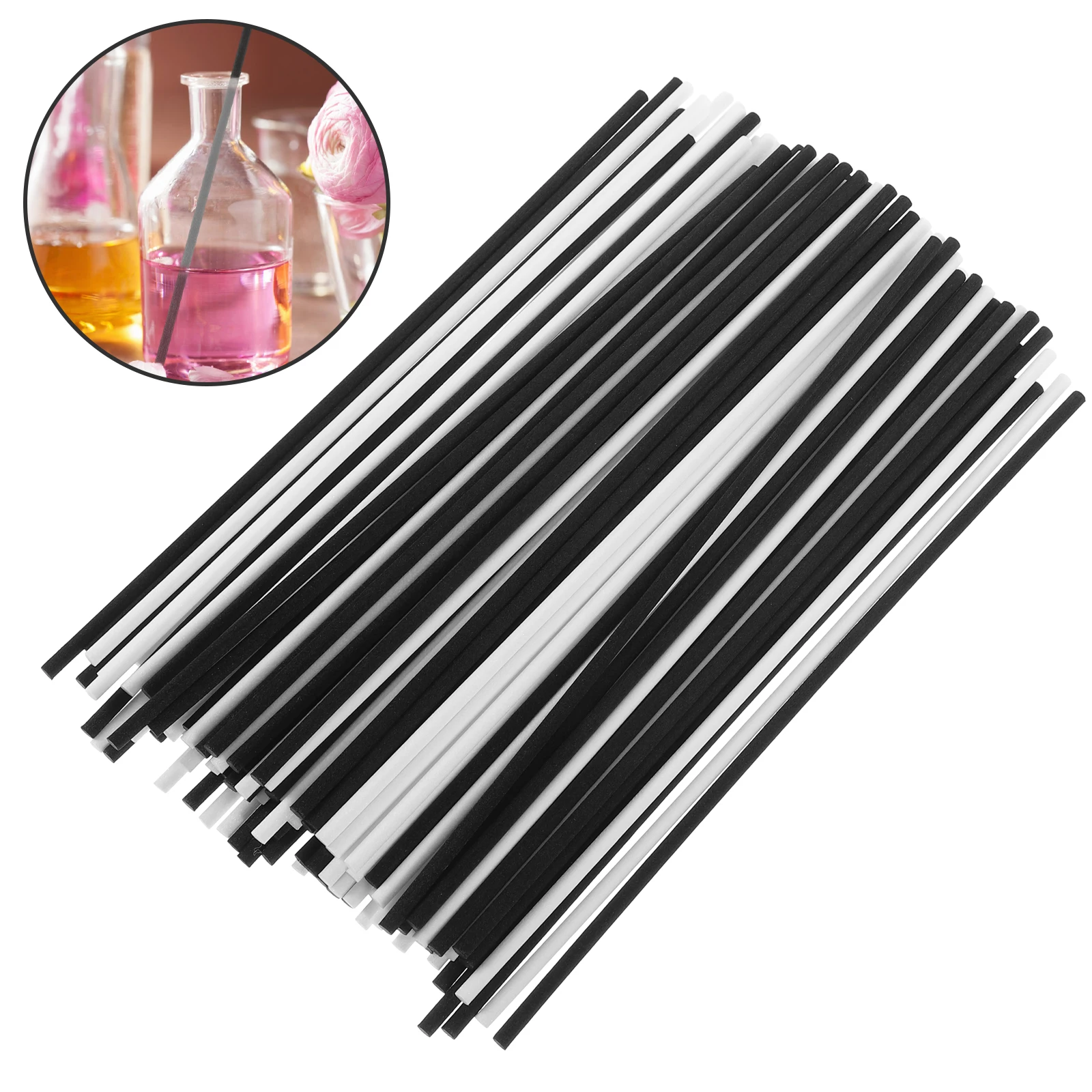 100 Pcs Sticks 3mm White Black 18cm Essential Oil Aromatherapy Room Fragrance Spa Decorative Essential Oil Diffusers Sticks