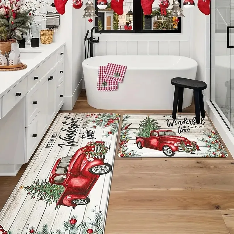 VIKAMA Modern fashion Santa Claus Snowman floor mat kitchen floor mat Christmas holiday decoration floor mat non-slip door mat