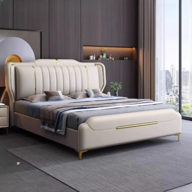 

Unique King Size Luxury Double Bed Wood Nordic Pretty Living Room Frame Double Bed Hotel Modern Cama De Casal Bedroom Furniture