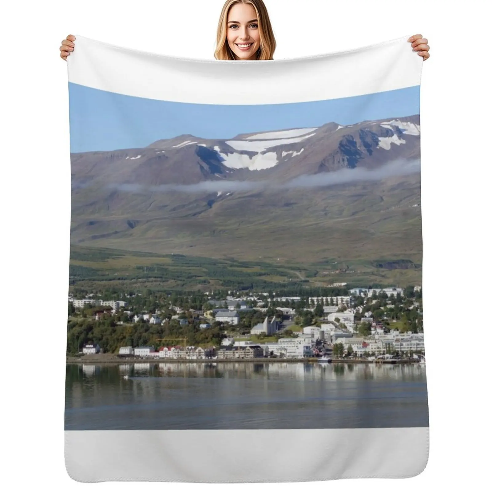 Akureyri, Iceland, Panorama Throw Blanket Loose Shaggy Nap For Sofa Thin Thermals For Travel Hair Blankets