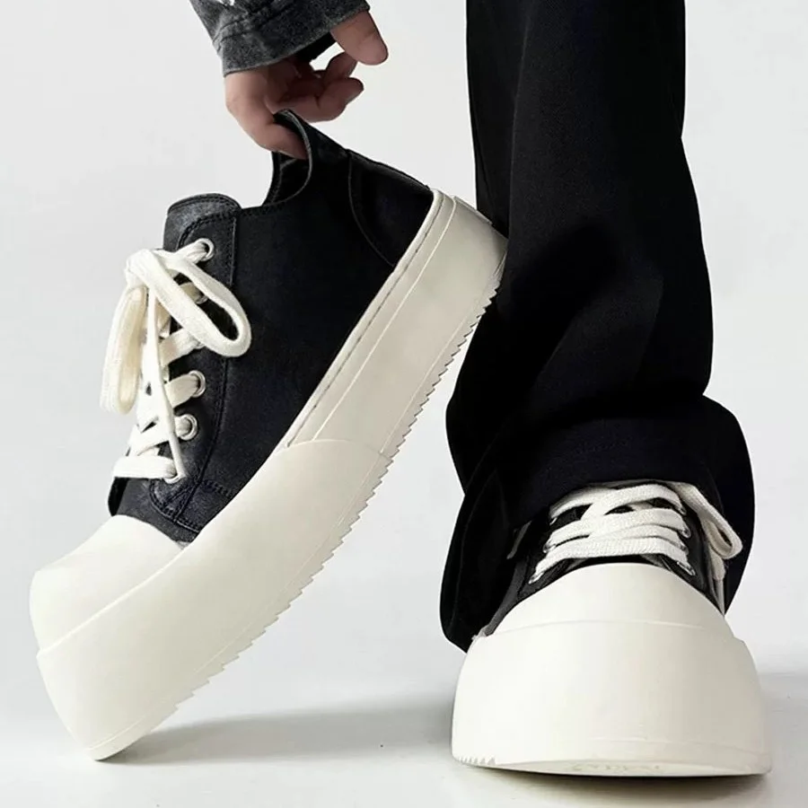 New  Elevated Sneaker High Platform Sneakers Women's Lace Up Trainers Chunky Shoes Woman Designer Faux Leather Runway Shoes Y