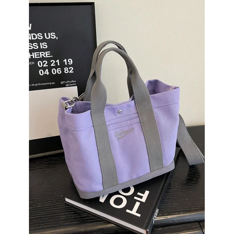 

Autumn/Winter New Fashion Khaki Tote Niche Casual Shoulder Crossbody With Solid Letters Ladies Canvas Bag, Artistic Styl