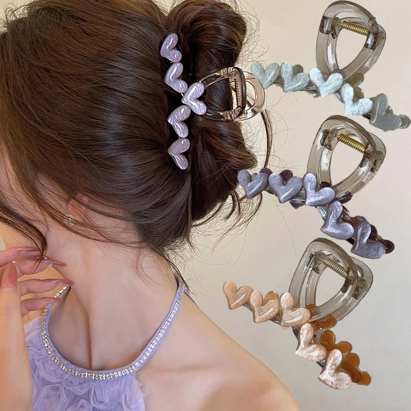 

Elegant Jelly Heart Shaped Hair Claw Clip for Women Acrylic Anti slip Strong Shark Hair Claw for Girls Summer Hair Accessories