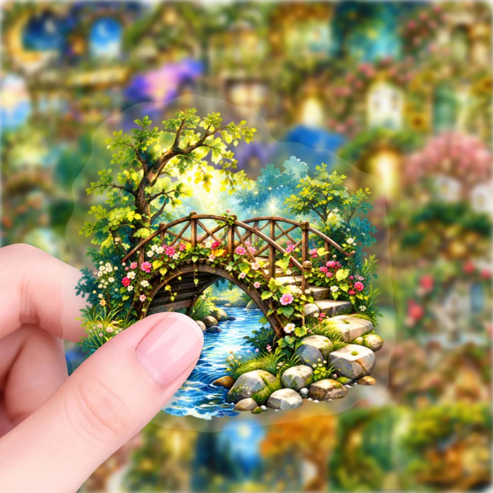 50 PCS HD Magic Forest Elf Wooden House Mushroom House Transparent Waterproof Stickers Decorate Pencil Case Hand Account - view 3