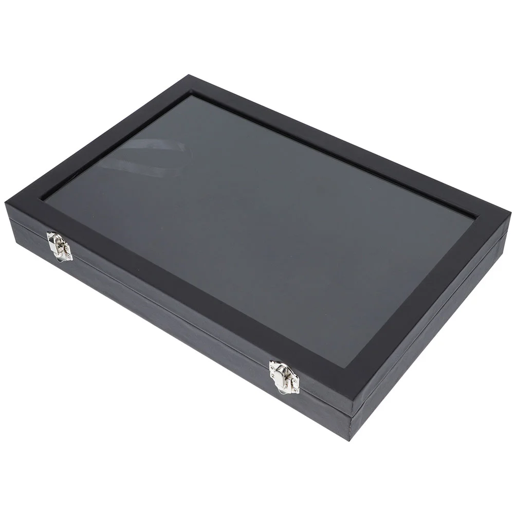 

Medals Display Case Pin Display Box Cabinet with Lid Brooch Holder Clear Window Jewelry Showcase Tray for Coin Figure stand