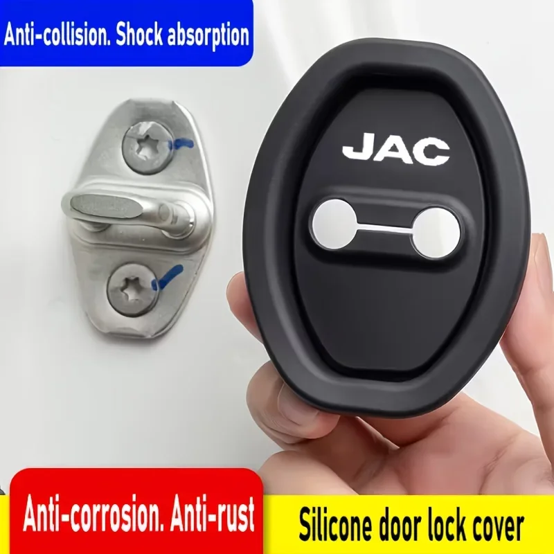 Silicone Car Door Lock Striker Covers 4Pcs Anti Noise Protective Caps for JAC Refine S2 S4 S7 X200 JS6 JS8 T8