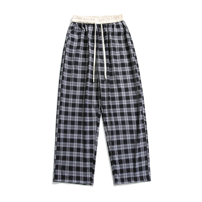 

Una Reta Plaid Man Pants Harajuku Hip Hop Pants Men Sweatpants Fashion Casual Elastic Waistline Patchwork Couple Trousers