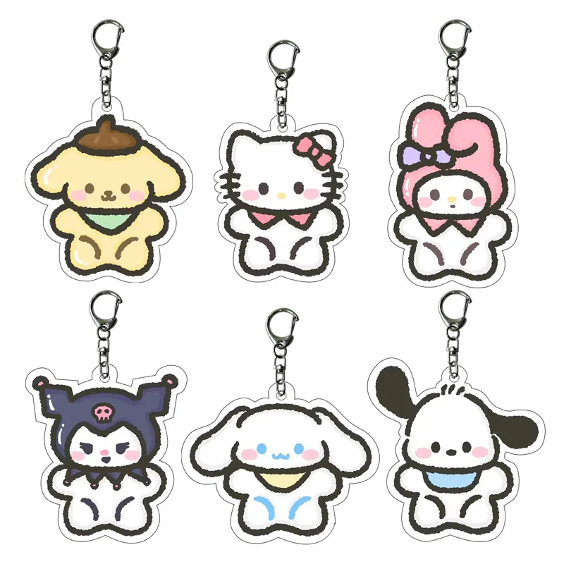 미니소 만화 산리오 앉은 자세 주변 아크릴 키체인 커플 가방 펜던트 인터넷 연예인 키체인