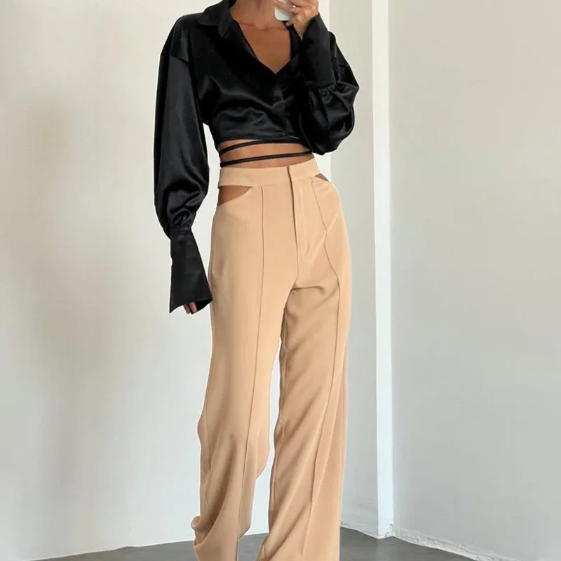 

New Women's Casual Pants with Summer Temperament Commuting Female Micro Flared Pants Versatile Fashion Wide Leg Pants for Women