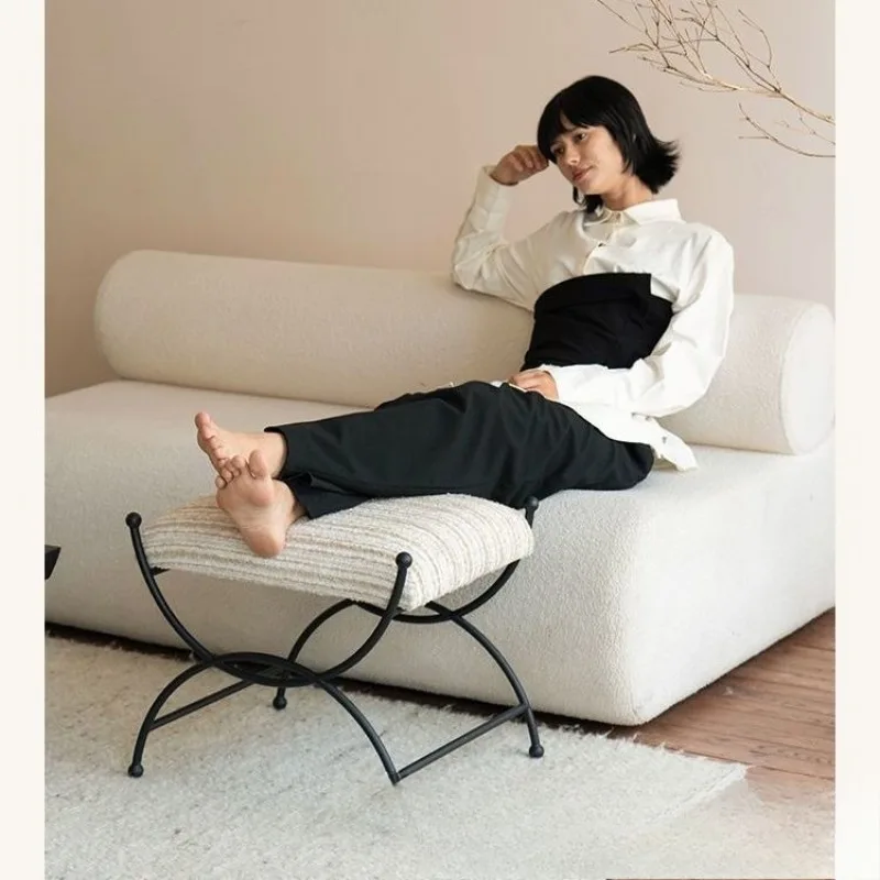 مقعد UU عتيق لمشاهير الإنترنت، مقعد فرنسي عتيق لتغيير الأحذية، حقيبة معدنية ناعمة، دواسة قدم، أريكة صغيرة #3