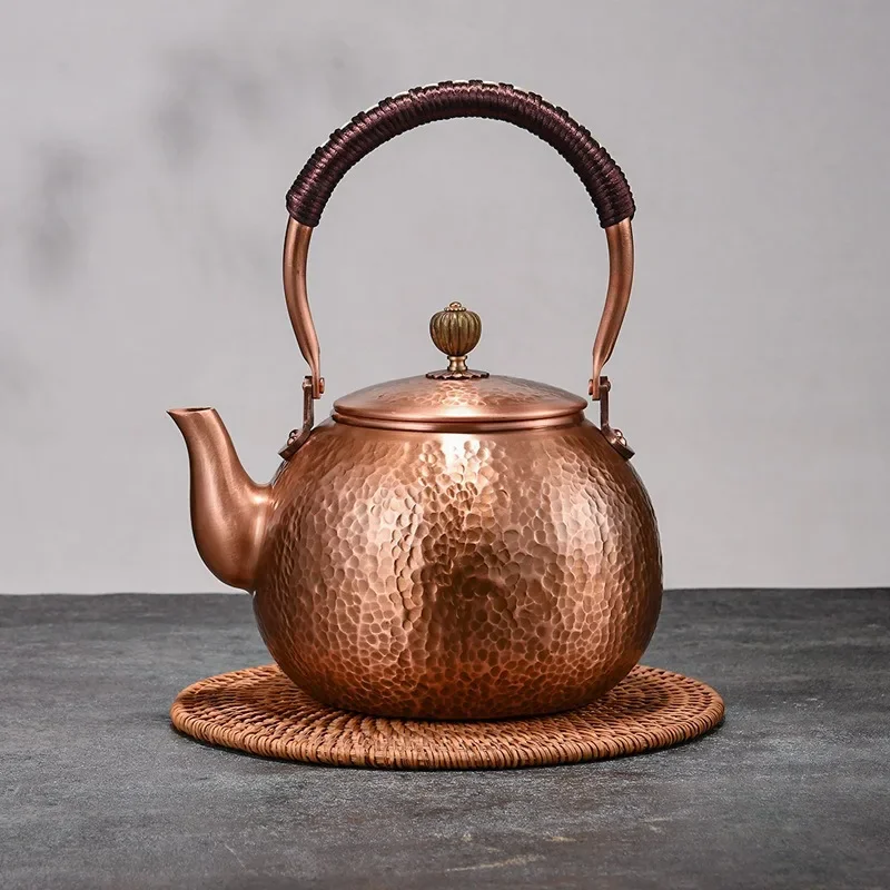 Vintage Copper Kettle Handmade Pure Copper Tea Kettle Red Copper Household Tea Brewing Kettle Stove Tea Brewing Handle