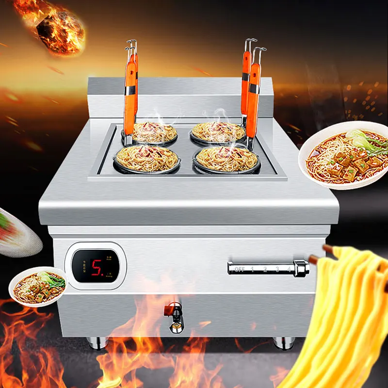 Commercial Noodle Cooker Electric Cooking Machine 6000W Multi-hole 4 Pot Noodle Furnace Porridge Water Boiler Cooker