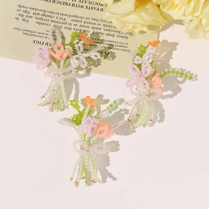 Clog Side Clip 1 Piece Handmade Adorable Sweet Spring Flower Bunch Fresh Girl Versatile Decor for Clear Crystal Sandals